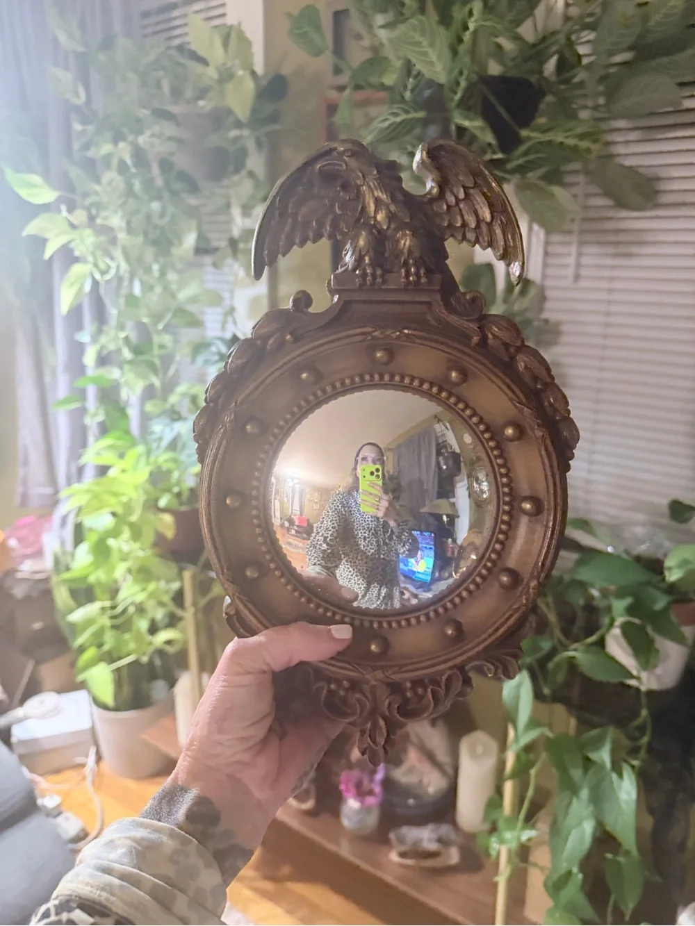 Vintage Gold Eagle Convex Wall Mirror